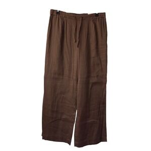 Coldwater Creek Pull-On Herringbone Pant Classic Fit Size XL Brown‎ Linen Blend